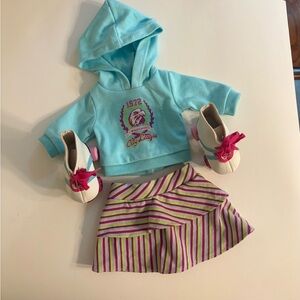 American Girl Doll Blue Hoodie Roller Skating Outfit 2012 with Roller Skates